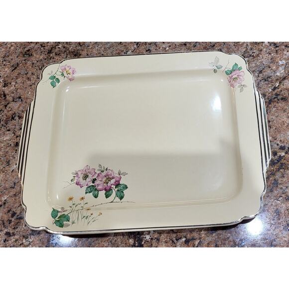 Vintage Homer Laughlin Briar Rose Serving Tray 15 1/4" x 11 1/2", Undamaged Rare - Picture 7 of 14